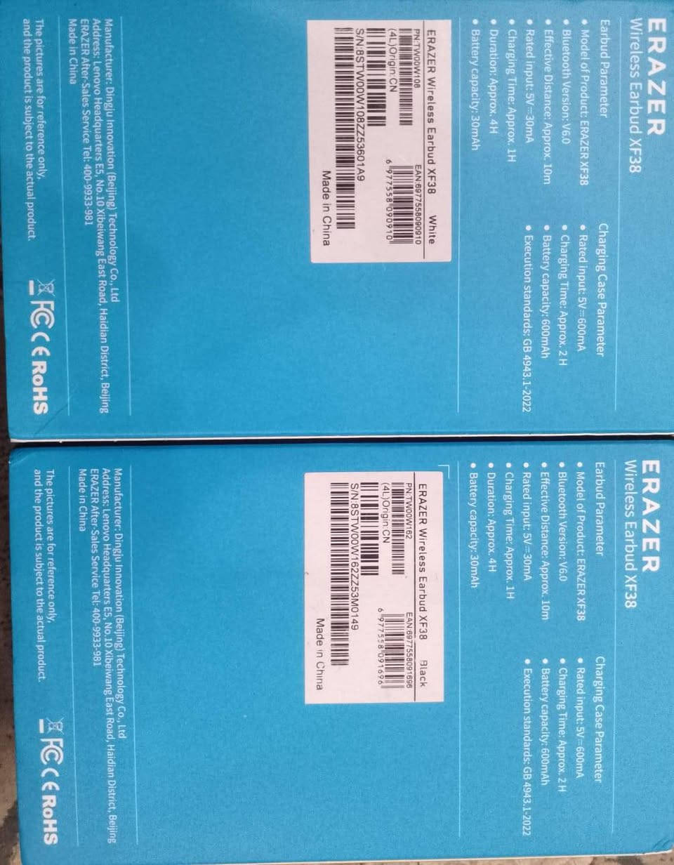 ايربودز Erazer XF28 
مع شاشة متحركة وتطبيقات
ايربودز Erazer XF38
مع شاشة متحركة
ايربودز XT60pro Erazer
الاسعار اسفل الصور.
يتوفر توصيل لكل المحافظات


**إذا كنت صاحب هذا الإعلان وتريد حذفه لأي سبب، رجاءا أرسل رسالة إلى الدعم الفني**