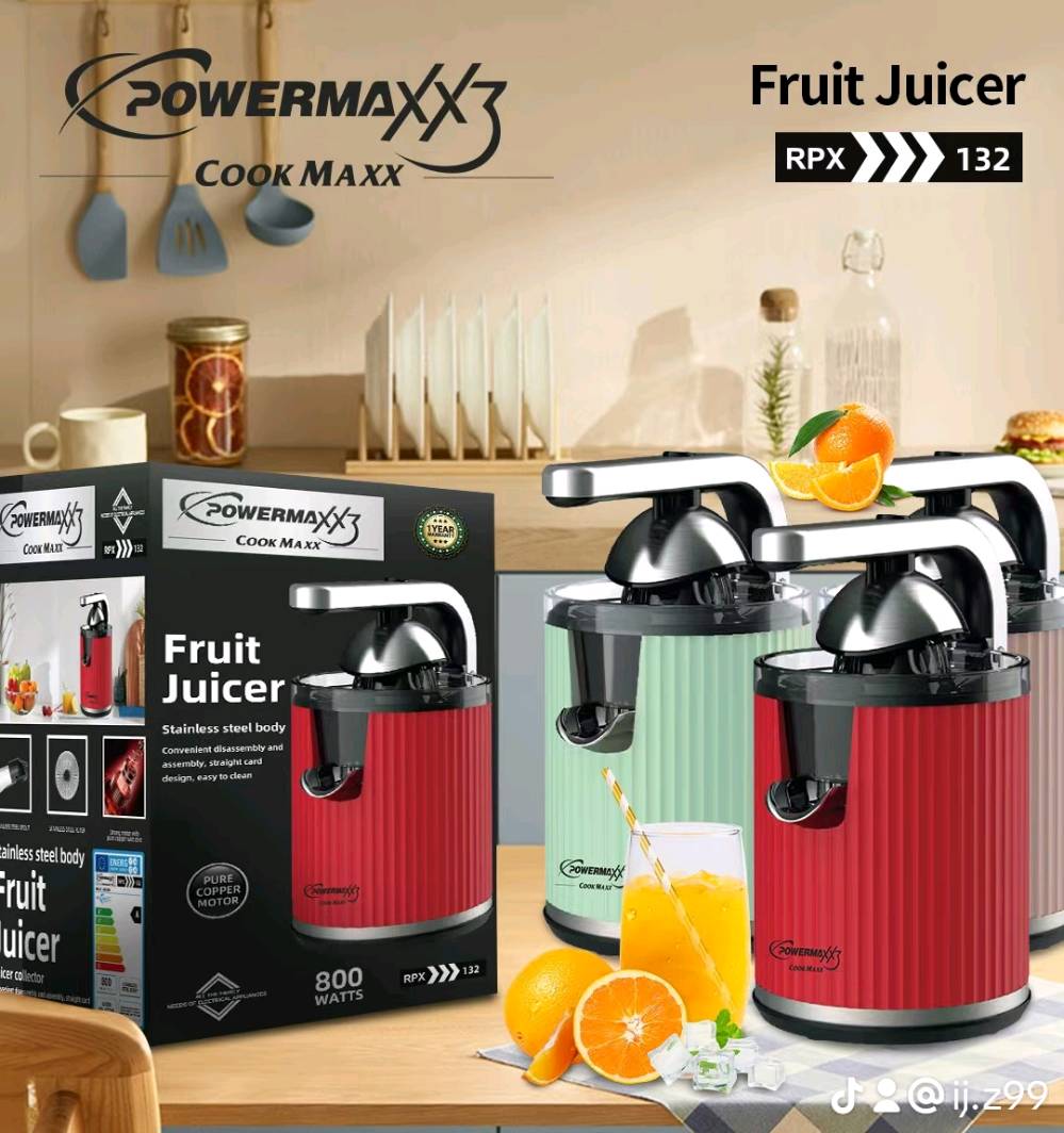 عصارة فواكه كهربائية 🍊
ماركة باور ماكس الالمانية
عصير طبيعي طازج خلال ثواني فقط ✨
المواصفات:
• محرك قوي 800 واط
• هيكل ستيل صحي مقاوم للصدأ
• كبس قوي لاستخراج اكبر كمية عصير
• سهلة الاستخدام والتنظيف
• تصميم انيق يضيف جمال للمطبخ
• مناسبة للبرتقال والليمون وباقي الفواكه
كوب عصير طازج كل يوم لعائلتك 🍊🥤
ضمان سنة من تاريخ الشراء ✔️
للحجز والاستفسار مراسلة الصفحة 📩
التوصيل متوفر لجميع المحافظات 🚚
