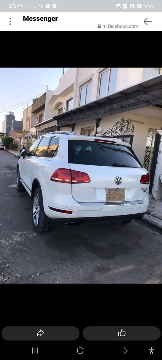 VW Touareg 2014 
بيع سريع !!!

موديل 2014 خليجي لون ابيض سدفي 

محرك 6 سلندر كاز توربو ديزل محرك نظيف

3 قطع قطع صبغ 

سيارة أعلى فيئة فول فول مواصفات 

-بانوراما -دبلات هوائية  -كشنات جلد و كهربائي -كشنات اثنين امامي ميموري -كشنات امامي تدفئة و تبريد -تبريد مركزي -لايتات أوتو و زيتون -مراية كهربائية و أوتو -كاميرة 360 -حساسات 360 -كير سبورت بالستيرن -ستيرن كهربائية تحكماتها -رادارات جانبي -صندوق شفط -انارات داخلية مخفية بلادي - دبل جام

سيارة كير محرك و كهربايات كلها بشرط سيارة كلش نظيفة تحويل بشرط مكان سيارة اربيل*********** 
سنويه جديد رقم جديد الماني
