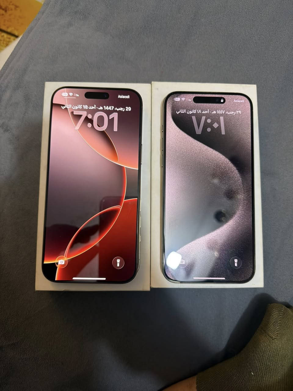 السلام عليكم للبيع
ايفون 16 برو ماكس نضافة الجهاز 99‎%‎ الجهاز شرق اوسط ضمان ماستر بطارية 94‎%‎ عدد دورات الشحن 335 ذاكرته 256 الجهاز مكفول من كل شي سعره 1350
ايفون 15 برو ماكس نضافة الجهاز 99‎%‎ الجهاز شرق اوسط ضمان ماستر بطاريه 89‎%‎ عدد دورات الشحن 444 ذاكرته 256
الجهاز مكفول من كل شي سعره 1100 
عنواني بغداد الاعظمية 
رقم ***********
