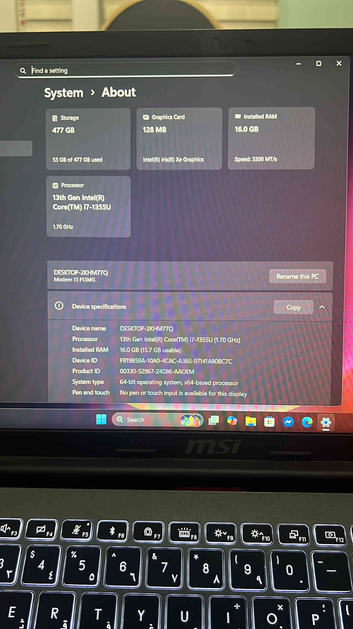 لابتوب msl 
نوع كارت شاشه (Intel Iris Xe)
باقي التفاصيل والمميزات بلصور
السعر 650 الف 
 الاستفسار ***********

