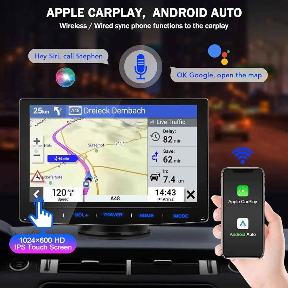 URVOLAX Wireless Carplay Android Auto, 7 inch HD IPS Touch Screen Portable Car Stereo with Airplay Mirror Link, Universal Car Play Support Radio/Bluetooth/Wifi/AUX/FM Transmitter/GPS Navigation

Top highlights
BrandURVOLAX
Connectivity technologyAuxiliary , USB, Wi-Fi
Controller typeAndroid
Special featureBu, Built-In Wi-Fi, FM Tuner
Compatible devicesSmartphone, Speaker
Connector type3.5mm Jack , USB
Wireless/Portable/Universal ● Instead of the traditional 1 din 2 din car stereo, the advanced URVOLAX carplay WITHOUT complicated cable do NOT need any installation skill, power on and hit the road in 3 mins! This NON-embedded wireless carplay voltage is 12-24V and has high compatibility with cars, trucks, vans etc. Place on dashboard or windshield and even different vehicles as you need.
CarPlay / Android Auto ● Easily sync your phone to the 71C car play, WIRELESS access the apps and features such as calls, messages, music, map navigation etc. Allowing screen touch control the 7 inch HD IPS monitor(1024*600) and voice control via Siri or other voice assistant, keep you focusing on the road and enhance your safety while driving.
Android / iOS Mirror Link ● Apple Airplay and Android AutoLink available, screen mirroring any smart phone to a bigger clearer monitor for navigation, youtube videos, movies etc, stay connected and entertained on the way for driver or passengers.
Bluetooth 5.0 ● The LATEST bluetooth version provide you improved sound quality and faster data transfer speeds, simply connect to stream music or answer hands-free phone call with greater ease. USB and micro SD card are also available for this carplay screen infotainment system.
THREE Ways of Audio ● The carplay pro built-in speaker, WIRELESS FM radio transmitter and INCLUDED AUX cable to play through the car speaker directly.
See less
Product specifications
Features & Specs
Item details
Measurements
Warranty
Network Connectivity Technology Auxiliary, USB, Wi-Fi
Controller Type Android
Other Special Features of the Product Bu, Built-In Wi-Fi, FM Tuner
Compatible Devices Smartphone, Speaker
Connector Type 3.5mm Jack, USB
Audio Output Mode Stereo
Surround Sound Channel Configuration 2.0
Video Encoding Format H.264, H.265
Output Power 180 Watts
Wattage 180 watts
Number of Channels 4
Output Wattage 180 Watts
Supported Internet Services Airplay
Control Method Touch, Voice
Audio Output Type Speakers
Wireless Technology Type Bluetooth
Format WAV, WMA
Product image gallery السليمانية, العراق


**إذا كنت صاحب هذا الإعلان وتريد حذفه لأي سبب، رجاءا أرسل رسالة إلى الدعم الفني**