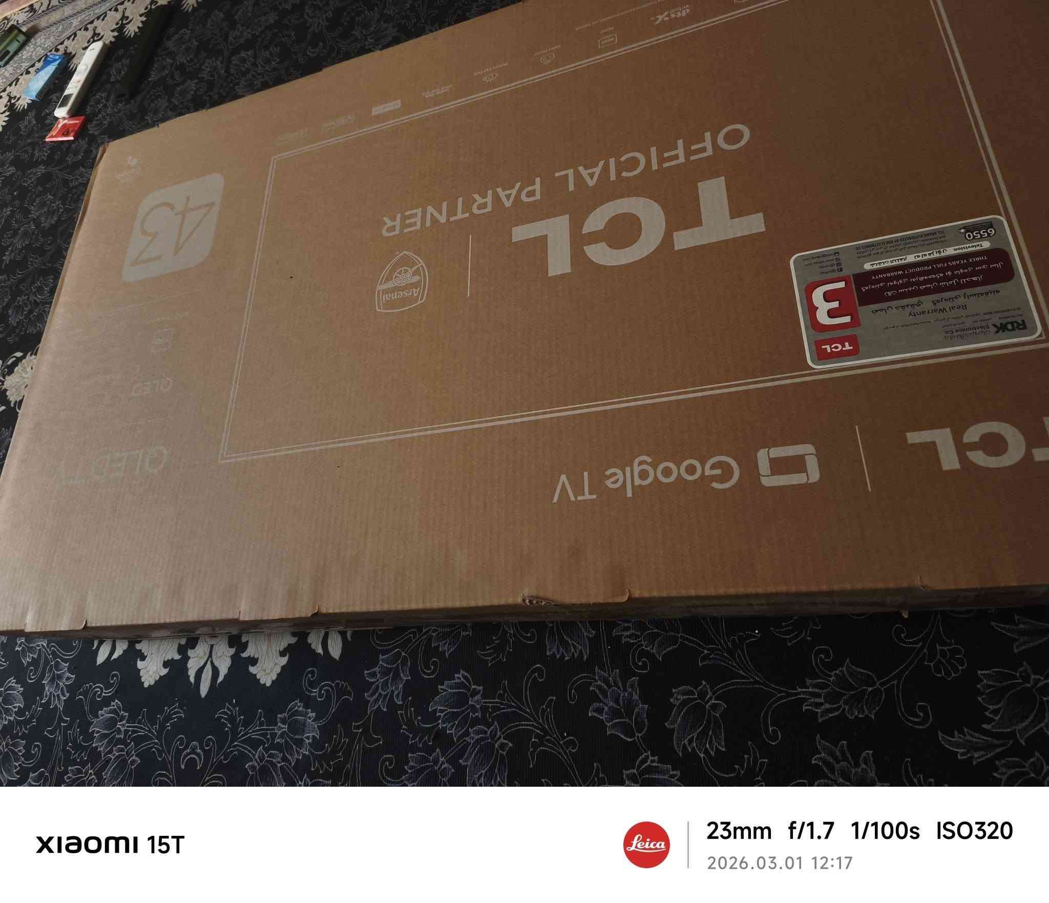 شاشة TCL حجم 43 نظام كوكل تيفي احدث اصدار 2026 مع ستلايت مدمج داخل الشاشة مع كارت
ضمان لمدة 3سنوات
الشاشة ما مفتوحة ابد من الكارتون للبيع للتواصل خاص


**إذا كنت صاحب هذا الإعلان وتريد حذفه لأي سبب، رجاءا أرسل رسالة إلى الدعم الفني**