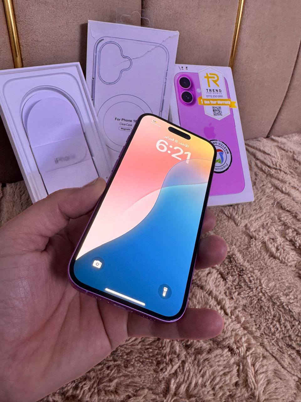 سلام عليكم
للبيع iphone 16
لون pink💕
ذاكرة 128
جهاز (ماستر) بعده داخل ضمان لحد شهر السادس
شخط مابيه وين مايعجبك افحص شرط تأخذ من باب البيت السعر ٨٠٠ وبيه مجال
تك سيم 
بطارية ٩٤ 
مع كامل ملحقاته وكفرات عدد ٣ 
  ***********
