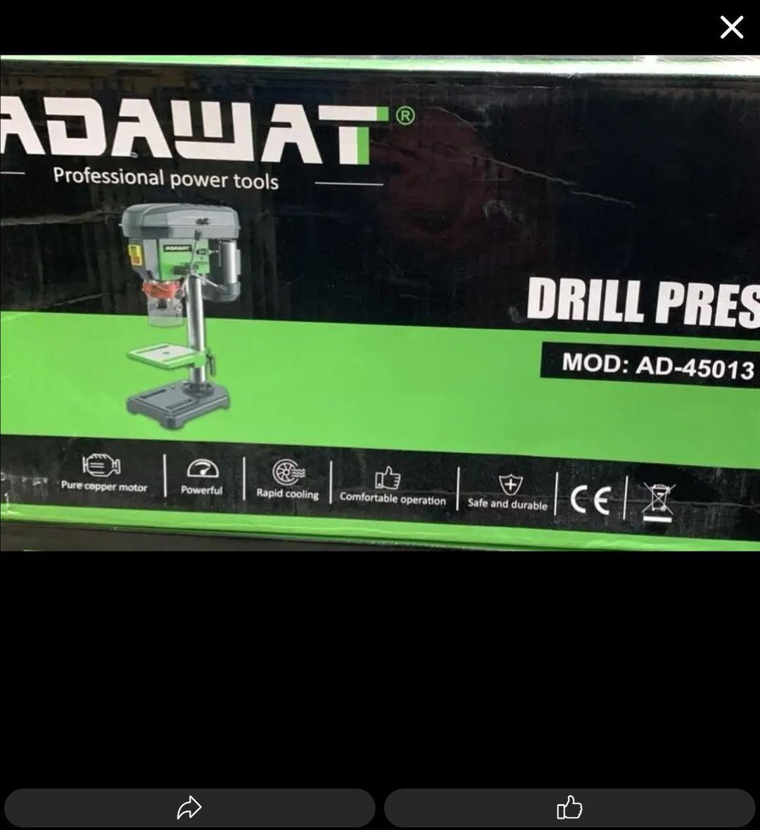للبيع دريل حفر ثابت (Drill Press) ADAWAT 🔧
مثقاب طاولة مستخدم استعمال عملي وخفيف
مشتريه للشغل وخلص الشغل، وحالياً ما محتاجه
✅ نظيف
✅ شغال 100%
✅ ويا كامل ملحقاته
✅ دقة عالية بالحفر
✅ مناسب للورش، النجارة، الحديد الخفيف، صيانة الموبايل
📌 الموديل: ADAWAT AD-45013
📌 العدد: 2
💰 السعر 120
مشتريهن 240 الف 
📍 الناصرية – المركز
📞 ***********
