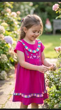 ثوب بناتيه • وردي • ٣-٧ سنة