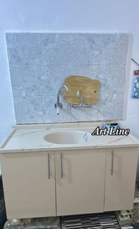 كاونتر MDF • خشب ٢م • سنك ١م٢٠ مرمر