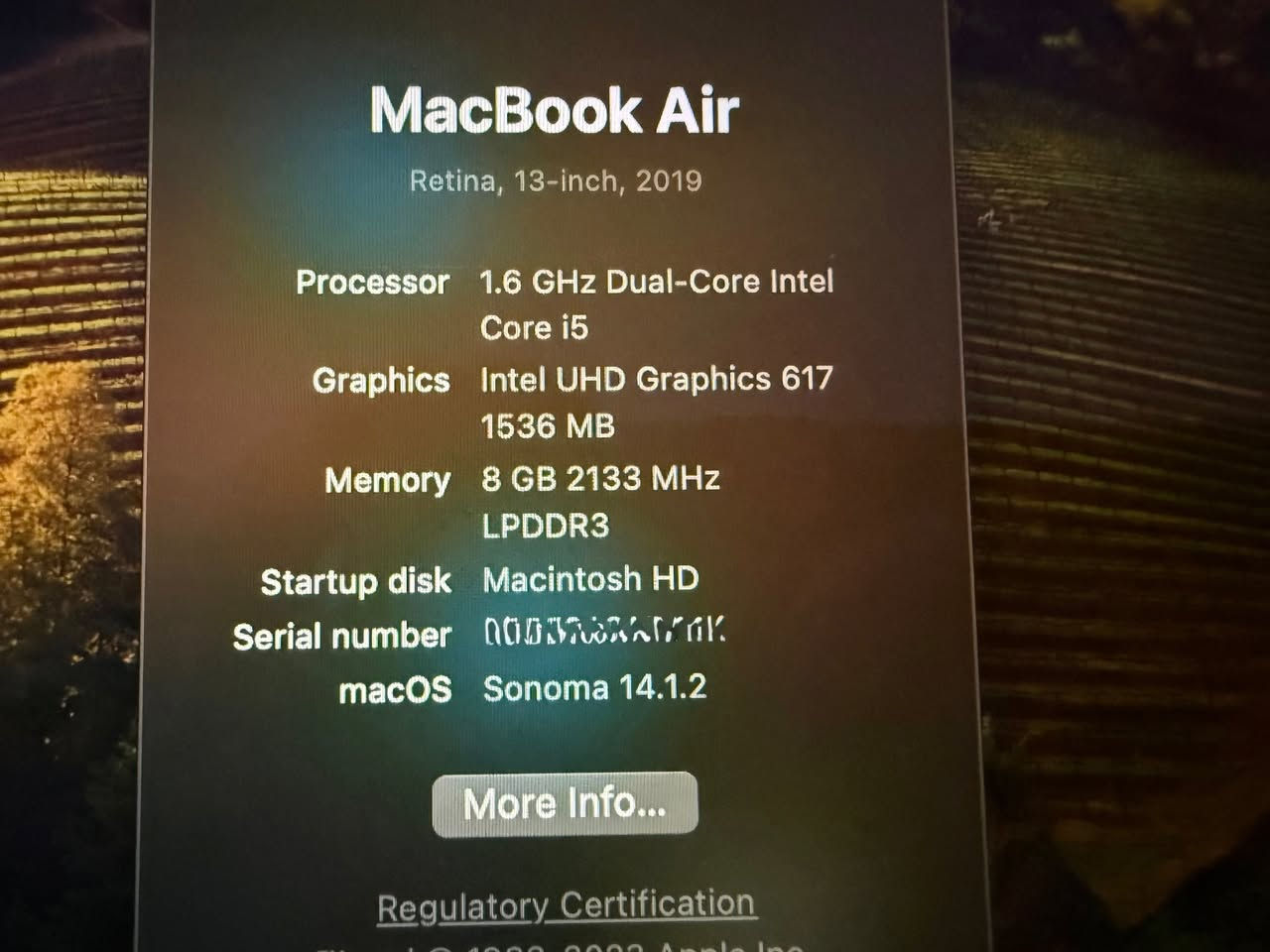 متوفر ماك بوك اير 2019 حجم 13 شاشة ريتنا 
هارد 256
رام 8
كور اي 5
اصدار الشرق الاوسط
مع الكارتون والشاحن الاصلي
نظافة 100% بدون تبديل او شخط اي جزء
السعر 650 الف
مكاني بغداد 
لا يوجد توصيل بغداد, العراق


**إذا كنت صاحب هذا الإعلان وتريد حذفه لأي سبب، رجاءا أرسل رسالة إلى الدعم الفني**