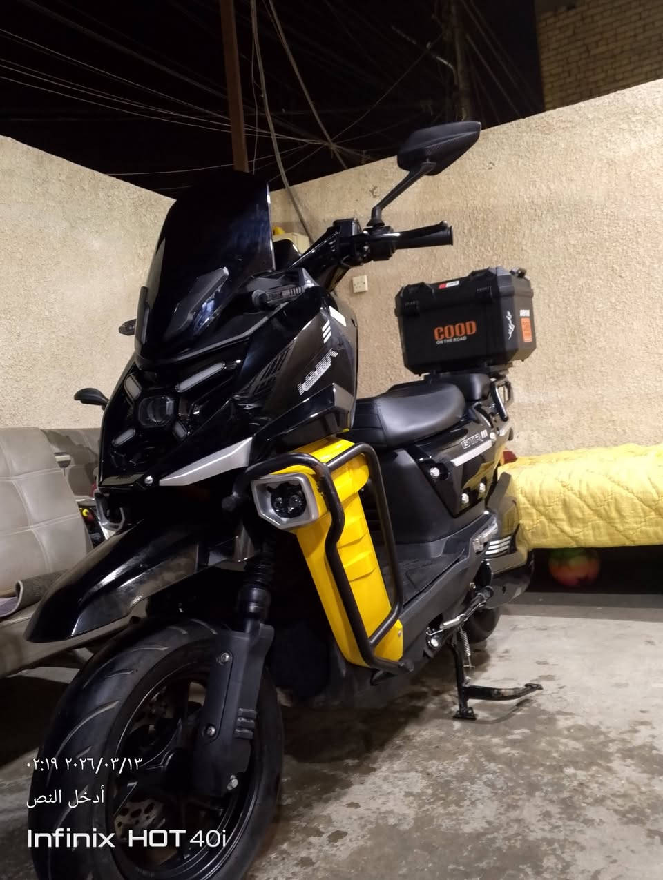 السلام عليكم دراجة اباجي جبلي ليثيوم 50 امبير 72 فولت اشتريتهة مليون 800 استخدام أقل الشهر بعدهه جديدة مماشية اهواي اتمشي 100 كيلو حقيقي ملف 2500  سعره مليون 200 مكاني بغداد الغزالية رقمي ‏‪***********‬‏ أو واتس اب ***********
