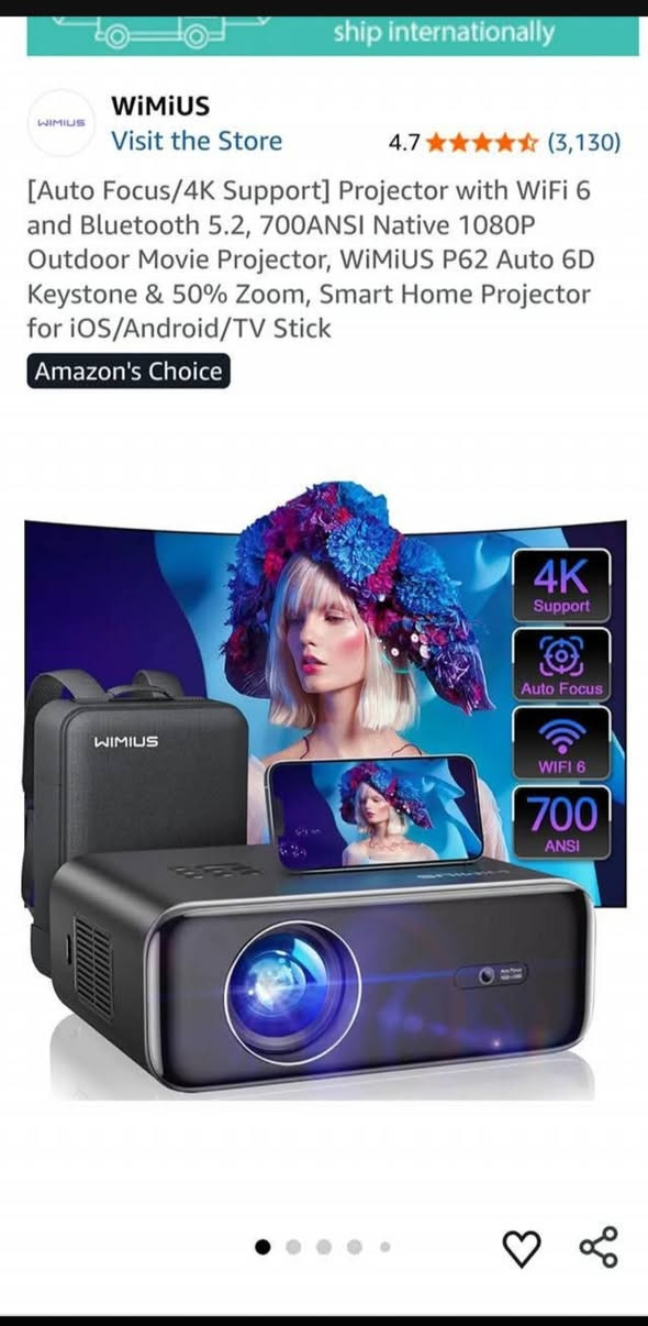 الدقة (Resolution): أصلية
(Full HD)، مع دعم تشغيل ملفات 
.
السطوع: أداء عالٍ مناسب للقاعات الكبيرة والمنزل.
الاتصال اللاسلكي: يدعم تقنية 
 فائقة السرعة، و
 لتوصيل السماعات الخارجية.
الذكاء والضبط: يتميز بخاصية التركيز التلقائي (Autofocus) وتصحيح الانحراف التلقائي (Auto Keystone) لضبط الصورة فورًا.
المدخلات والمنافذ: يحتوي على منفذين HDMI، ومنفذين USB، ومنفذ AV، ومخرج صوت.
حجم العرض: يمكنه عرض صور كبيرة الحجم تصل إلى 6 أمتار.
الصوت: نظام صوتي واضح ومحيطي.
نظام التشغيل: يدعم الاتصال المباشر بنظام 
 و
، وتي في ستيك (TV Stick).
عمر العدسة: عمر طويل لمصدر ضوء الـ LED (أكثر من 25000 ساعة).
التصغير والتكبير: إمكانية التحكم بحجم الصورة (Zoom) بنسبة تصل إلى 
 عبر الريموت. 
يأتي الجهاز غالبًا مع حقيبة أنيقة لسهولة التنقل، وهو مناسب جداً للاستخدام المنزلي، الكوفي شوب، وعروض العمل.    
السعر100   مكاني بغداد الامين الثانية


**إذا كنت صاحب هذا الإعلان وتريد حذفه لأي سبب، رجاءا أرسل رسالة إلى الدعم الفني**