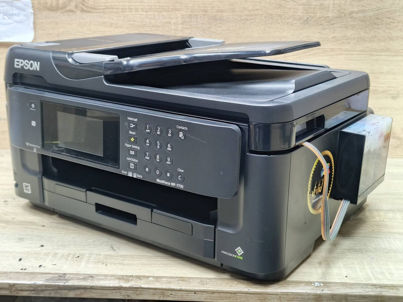 طابعة ايبسون موديل WF-7710 مستعمل بحالة ممتازة باحبار خارجية تطبع 7000 ملون و 6000 اسود وابيض حبر سائل سعر الحبر 10 الف لكل الألوان سرعة الطباعة 10 ملون 18 اسود وابيض طباعة بوجهين دوبلكس بحجم A3 و A4 و A5  وB5  تحتوي على فيدر لطباعة الملازم ومجموعة اوراق بامر واحد كما تحتوي على Wifi يمكن ربطها على الموبايل وتابليت ولابتوب ومجرين ورق أمامي وخلفي لطباعة ورق الصور و استيكرات وورق مكربن وبدقة عالية 1200× 4800 Dpi من 60غم ولغاية 260غم كما تحتوي على مدخل USB فلاش و نتورك كيبل 🚦 سعر الطابعة 275 الف 🚦 للطلب *********** /*********** يوجد توصيل لجميع المحافظات ملاحظة نسبة نظافة الجهاز 95 ٪ بضمان تشغيل وفحصص
#طابعتي
#الصفوة

طابعة ايبسون موديل WF-7710 مستعمل بحالة ممتازة باحبار خارجية تطبع 7000 ملون و 6000 اسود وابيض حبر سائل سعر الحبر 10 الف لكل الألوان سرعة الطباعة 10 ملون 18 اسود وابيض طباعة بوجهين دوبلكس بحجم A3 و A4 و A5  وB5  تحتوي على فيدر لطباعة الملازم ومجموعة اوراق بامر واحد كما تحتوي على Wifi يمكن ربطها على الموبايل وتابليت ولابتوب ومجرين ورق أمامي وخلفي لطباعة ورق الصور و استيكرات وورق مكربن وبدقة عالية 1200× 4800 Dpi من 60غم ولغاية 260غم كما تحتوي على مدخل USB فلاش و نتورك كيبل 🚦 سعر الطابعة 275 الف 🚦 للطلب *********** /*********** يوجد توصيل لجميع المحافظات ملاحظة نسبة نظافة الجهاز 95 ٪ بضمان تشغيل وفحص. 
#الصفوة
#طابعتي
