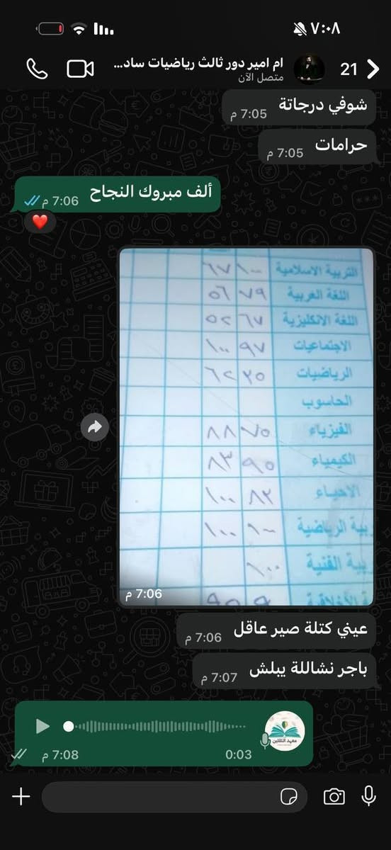 هذا تدريسنا وهذا نتائجنا
معهد الثقلين شارع عشرين مقابل فلافل مشمشه
للاستفسار ***********
