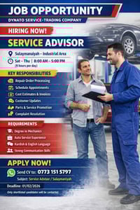 مستشار خدمة سيارات • السليمانية الصناعية • دايناتو