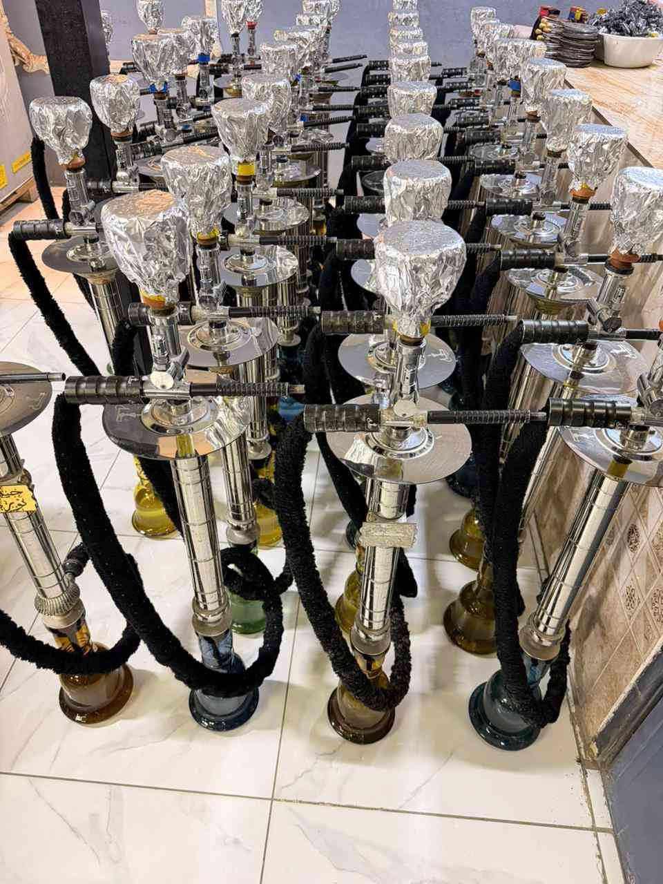 اراكيل ستندر للبيع العدد 45 قطعة نضافة كدامك ملحقات شيشه وقمجي سعر القطعه 105 وبيها مجال بسيط حسب الكمية 
ديالى -بعقوبه ***********
