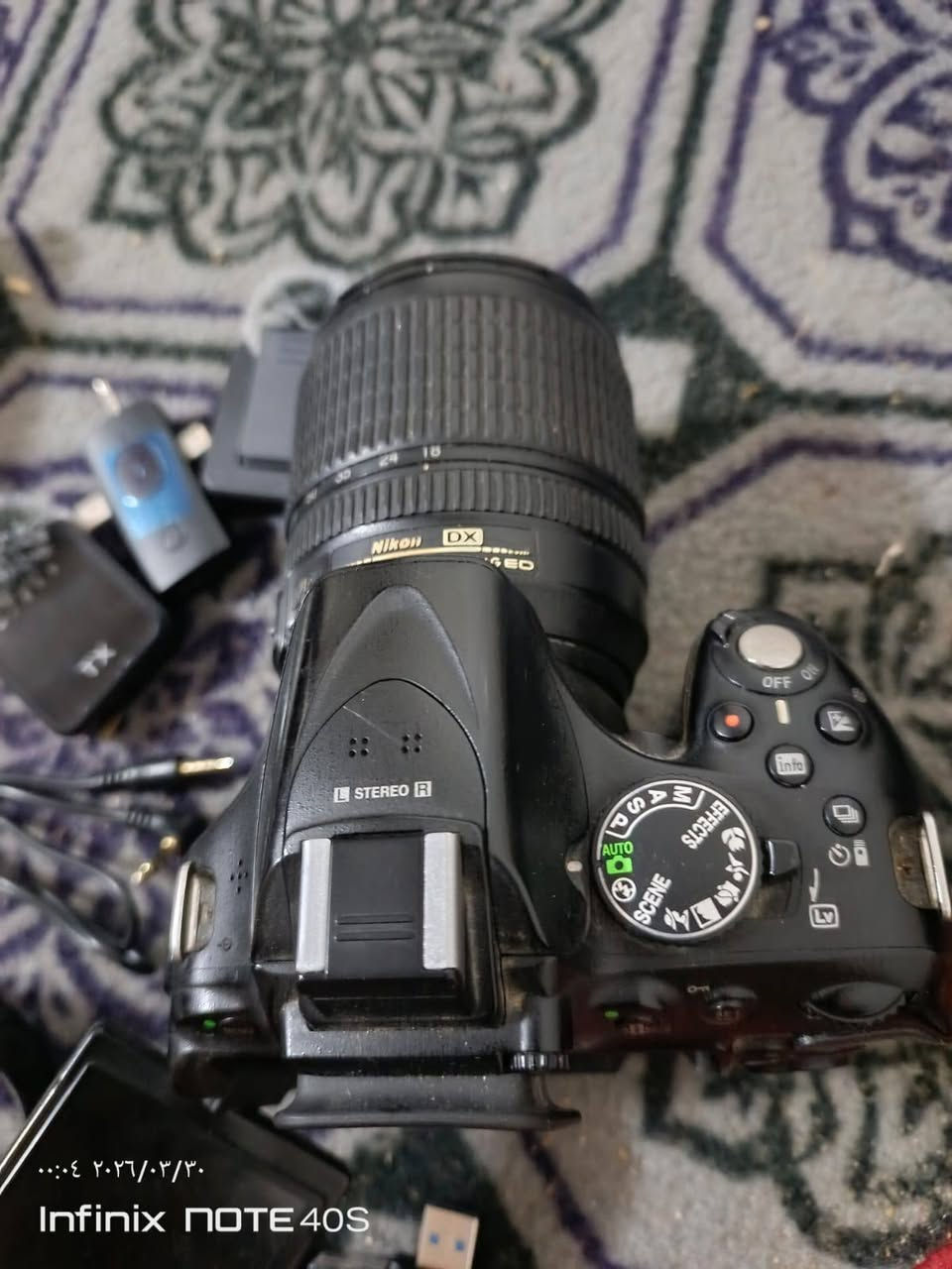 نيكون 5200 شاشه قلاب زوم 8.105 رام 32 بطاريات عدد 2 نك مايك احترافي جنطه شاحنه مكاني نجف السعر 300الف اتصال *********** علمآ لايوجد توصيل تجي تفحص وتاخذ
