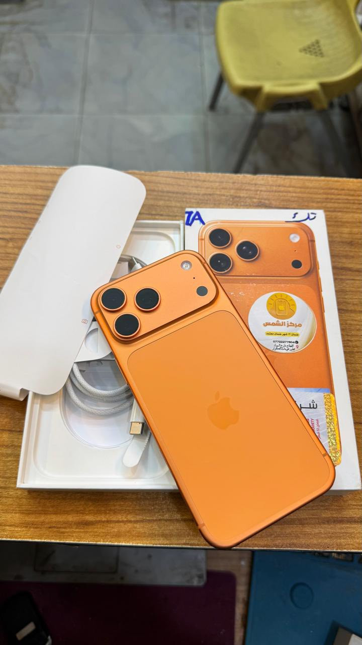 ايفون 17 برو ماكس 256
بطارية 100‎%‎
نضافة 100‎%‎
ابو شريحة الاصلي
ضمان فقط مفتوح من كارتون 
ضمان شركة باقي 11 شهر
السعر مناسب
***********
العنوان القطاع شارع السوك مجاور عوينات الكرار 
مركز الشمس
