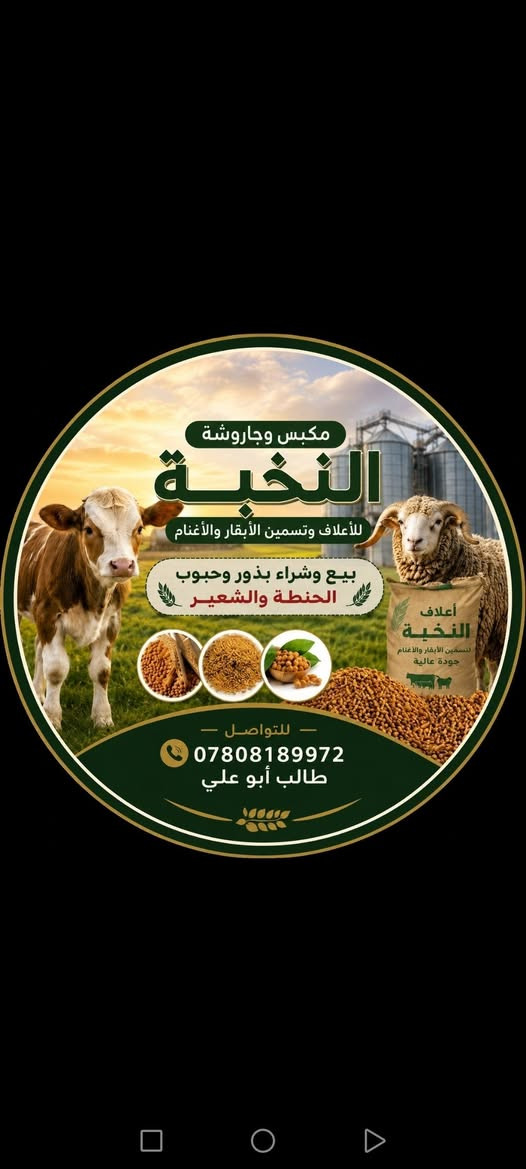 بسم الله الرحمن الرحيم
معمل أعلاف النخبة بلت بروتين لتسمين الأبقار والاغنام غذاء متكامل ومجموعة فيتأمينات لكل ماتحتاجه الماشيه . موقعنا صلاح الدين قضاء بلد مجاور مشتل حسين الخيّر للاتصال      ***********
 #اعلاف #العراق
