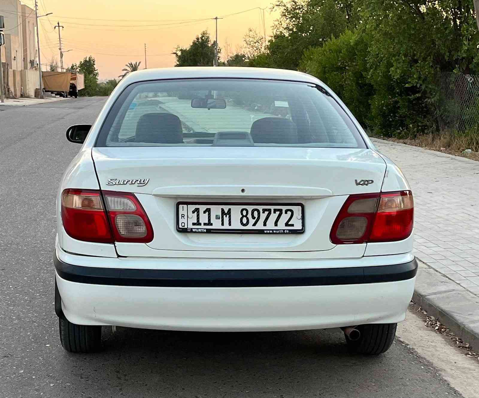 🚗 نيسان سني 2001 (Nissan Sunny VIP) للبيع
الموديل: 2001
 نوع ناقل الحركة (الگير): أوتوماتيك
 المحرك: بحالة ممتازة (گير ومكينة مكفولين)، محرك NISSAN TWIN CAM 16-VALVE.
 التبريد والتدفئة: شغال وبحالة ممتازة (تدفئة + تبريد).
 حالة البودي (الصبغ): مصبوغة حزام فقط لجمالية المظهر (بسبب أثر جراد الشمس)، الدواخل سليمة.
 الإطارات: تخم تاير جديد بالكامل. اني مكلف بالنشر 
للاستفسار
***********
