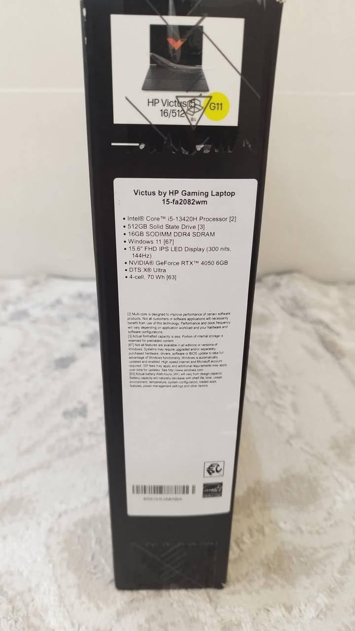 HP Victus 15

لاپتۆپی تازە و هەرزانترین نرخ 

لاپتۆپی گەیمینگ و هەندەسی بەردەستە
لاپتۆپەکە نوێیە لۆک ، کەپسە و پاکەتەکەی هەڵنەپچڕاوە !!!!!

​CPU: Intel Core i5-13420H (Up to 4.6 GHz, 8 Cores)

​GPU: NVIDIA GeForce RTX 4050 (6GB GDDR6)

​RAM: 16GB DDR4 RAM

​Storage: 512GB PCIe NVMe SSD

​Display: 15.6" FHD (1920 x 1080) IPS, 144Hz

​OS: Windows 11 Home
​Color: Mica Silver
​Key Features: Backlit keyboard (with numpad), Wi-Fi 6, and B&O Audio

نرخ : $730 
گەیاندن بەردەستە بۆ هەموو عراق 
whatsapp : ***********
