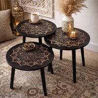 ٣ طاولات جانبية • نقشة ماندالا • توصيل مجاني