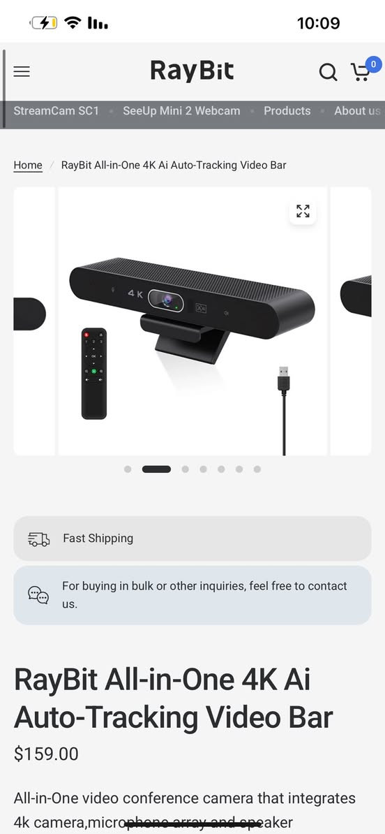 🌎 كاميرا ويب RayBir
📍دقة 4k مدعم بالذكاء الصناعي 
📍تتبع وجوه +تركيز تلقائي
📍مصفوفة مايكروفونات 
📍سماعة ستيريو

خلي سعر وبالعافية


**إذا كنت صاحب هذا الإعلان وتريد حذفه لأي سبب، رجاءا أرسل رسالة إلى الدعم الفني**