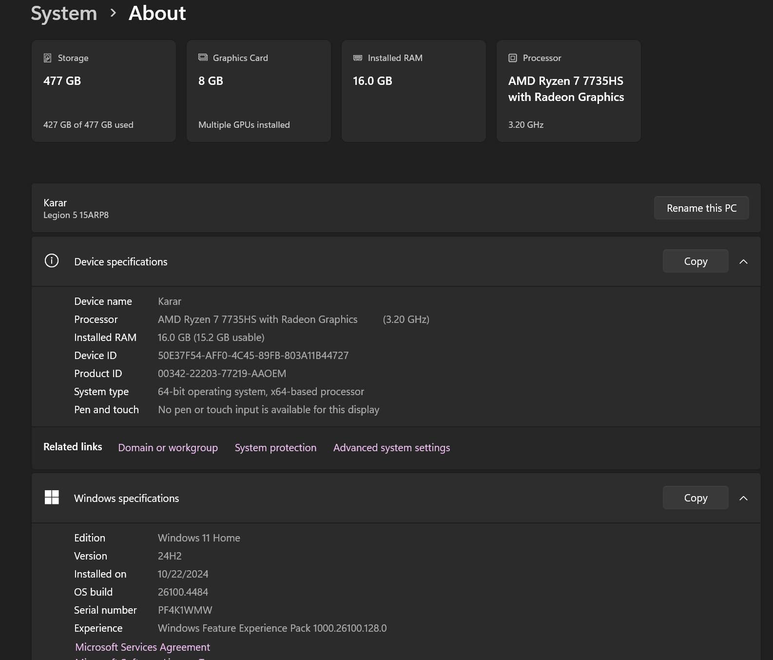 Lenovo Legion 5 – RTX 4060 

💻 Ryzen 7 7735HS
🎮 RTX 4060 8GB (140W)
⚡ RAM 16GBSSD 512GB
🖥 شاشة 2K 165Hz

ممتاز للألعاب والمونتاج 👌
مشتري نهاية 2023 – مستخدم نظيف

📌 ملاحظة: يصير تطبيع خفيف بالشاشة عند عرض شيء على الشاشه لفتره طويله ويختفي بعد فترة قصيرة، لا يؤثر على الأداء

💰 السعر: 1,200,000 (مليون و200)
مكاني بغداد 
للتواصل خاص او واتس اب ***********
