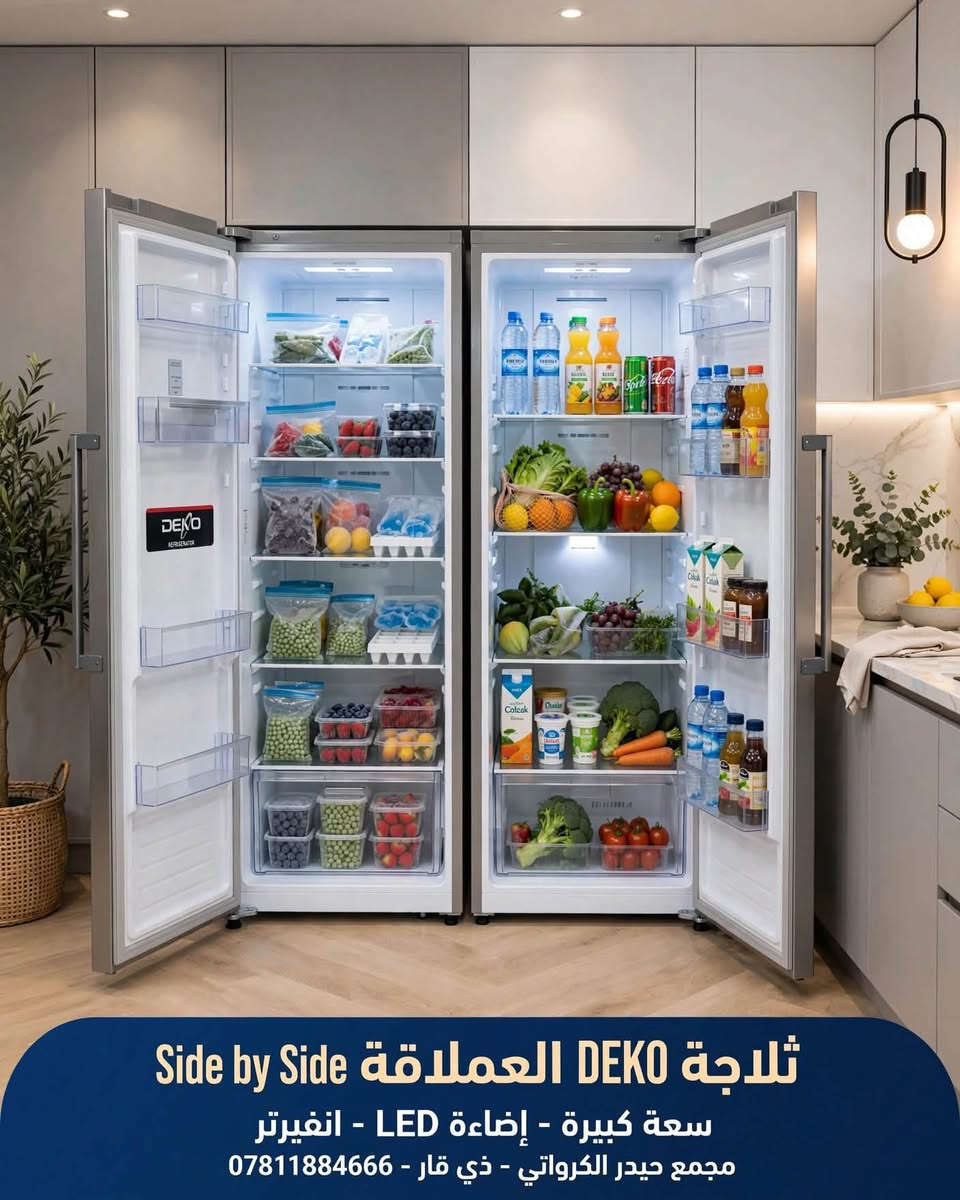 ￼
❄️ ثلاجة DEKO العملاقة - Side by Side ❄️
الأناقة تلتقي بالسعة الحقيقية في مطبخك
✨ لماذا تختار DEKO ؟
✅ تقنية انفيرتر موفرة للطاقة DIGITAL INVERTER
✅ سعة عملاقة تكفي العائلة الكبيرة
✅ إضاءة LED داخلية قوية وموفرة
✅ برّاد ماء خارجي Water Dispenser
✅ تبريد سريع ومتساوي يحافظ على نضارة الطعام
✅ ستانلس ستيل مقاوم للصدأ - تصميم فاخر
✅ تحكم ديجيتال ذكي بشاشة لمس
🛡️ الضمان الذهبي: 5 سنوات على الموتور
📍 مجمع حيدر الكرواتي
العنوان: ذي قار
📞 للحجز والاستفسار: ***********
🚚 التوصيل متوفر - الكمية محدودة
لا تفوت الفرصة.. خلي مطبخك يحجي فخامة!
#مجمع_حيدر_الكرواتي #ذي_قار #ثلاجات_DEKO #أجهزة_كهربائية
