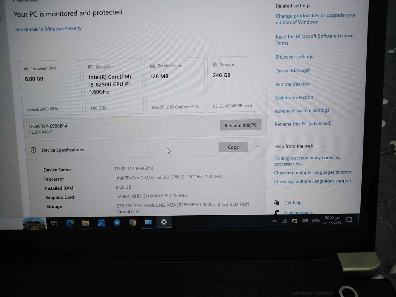 مواصفات لابتوبي توشيبا

إذا كنت تبحث عن جهاز عملي، خفيف، وأنيق للدراسة أو العمل، فهذا الجهاز خيار ممتاز.

المواصفات:
المعالج: Intel CoreTM️ i5-8250U (الجيل الثامن)
الرام: 8GB
TECRA X40-E 
التخزين: 248GB SSD
كرت الشاشة: Intel UHD Graphics 620
شاشة لمس عالية الدقة
بطاريه تصل الى ساعات
✅كيبورد مضيء لتسهيل العمل في الليل 🔥
✅بصمة امان 👍
✅يصلح للدراسة والهندسة والبرمجيات واستخدام الاوفيس وملحقاته وبرامج الفيديو والصوتيات وتصفح الانترنت 💪
✅مكفول من اي عيوب مصنعية
✅هدية شنطة وماوس

الجهاز بحالة جيدة وجاهز للاستخدام.

السعر: 275,000 الف
للاستفسار التواصل على الخاص او الاتصال *********** دهوك, العراق
