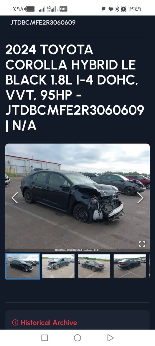 سلام عليكم كورلا هايبرد موديل 2024 حادث موضح بالصور بصمه نقط عمياء كشنات هيتر ماسحات اوتو بدون دواخل راديتر جديد باتري جديد بنيد جديد ماصدات اصليه بس جام وكفر يراد ماشيه 20 الف سياره تعمل وتسير جديده سيارة السعر 139 مكاني بغداد حي الجهاد المكاسب *********** / 7763381995
