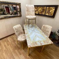 ميز طعام • ٦ كراسي • سطح جام تركي