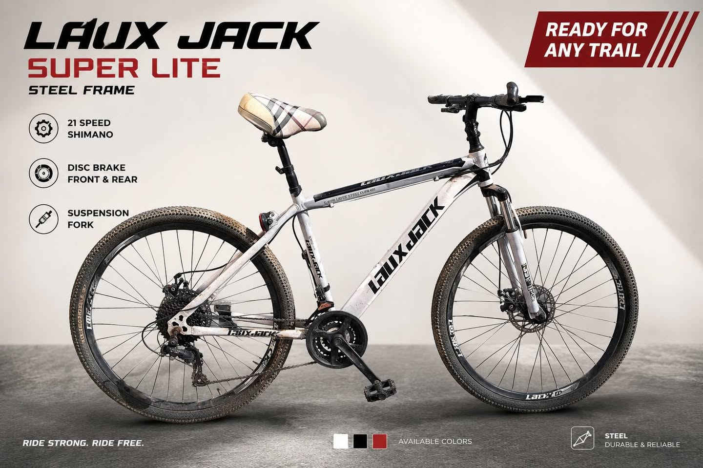 دراجه هوائيه مستعملة للبيع 
مواصفات الدراجة :

✅هيكل فولاذي خفيف (Super Lite Steel Frame)

✅✅نظام سرعات أمامية وخلفية (21) سرعة تقريباً (73)

☑️✅ناقل حركة خلفي Shimano

✅✅فرامل ديسك أمامية وخلفية

✅☑️شوك أمامي مساعد (Suspension Fork) لامتصاص الصدمات

✅☑️إطارات عريضة مناسبة للطرق الترابية والإسفلت

✅جنوط قياس 26 إنج تقريباً

✅مسند جانبي ستاند)

✅✅مقعد مريح مبطن

مناسبة للتنقل اليومي والرحلات والرياضة
مناسبة للطلاب، التنقل اليومي، والرحلات الرياضية.

للاستفسار أو الشراء راسلى على الخاص.

او على الواتساب 
***********
