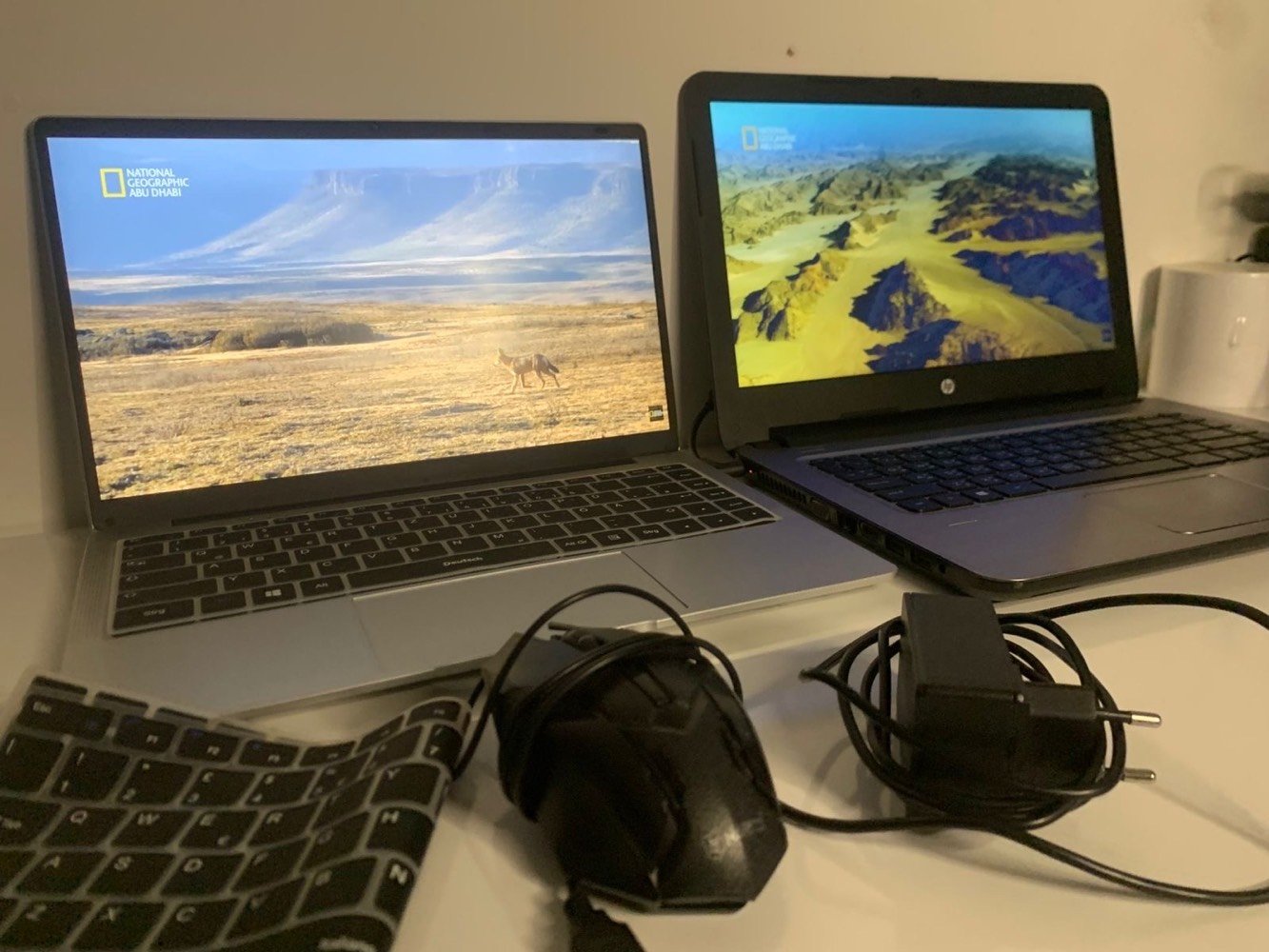 سعر الحاسبتين ٢٣٠ الف وبيهن مجال 
الهدايا التجي مع الحاسبتين 
طابعة عالي الجودة 
تصير على الحاسبة والتلفون 
مع ستاند رولة للطابعه 
مع حقيبة حاسبة جديدة 
مع ماوس للحاسبة هدية 
والتوصيل مجاني لباب بيتك