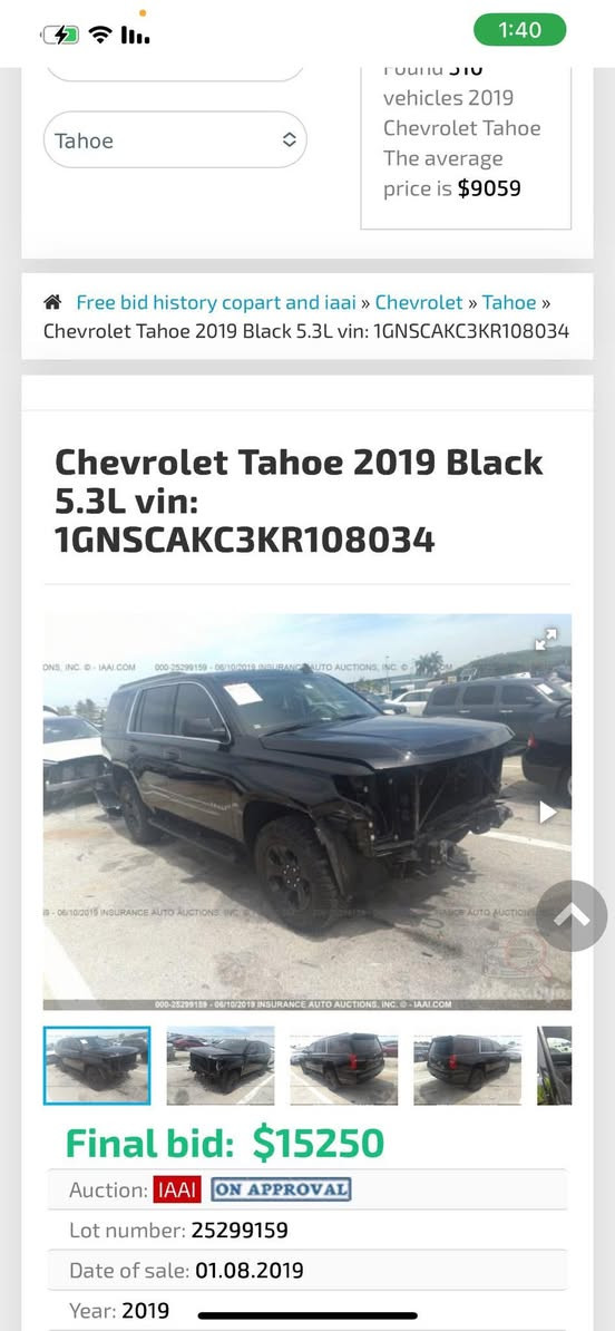 سلام عليكم تاهو موديل 2019 للبيع
رقم اربيل دولي سنوية لل30 وارد امريكي حادثها بالمنشور بدون داخل بدون ارباك صابغين الجاملغين 

وبيها قطعتين بالعراق ايضاً بدون داخل سعرها 287 وبيها مجال 

مكانها النجف الاشرف للاتصال ***********
