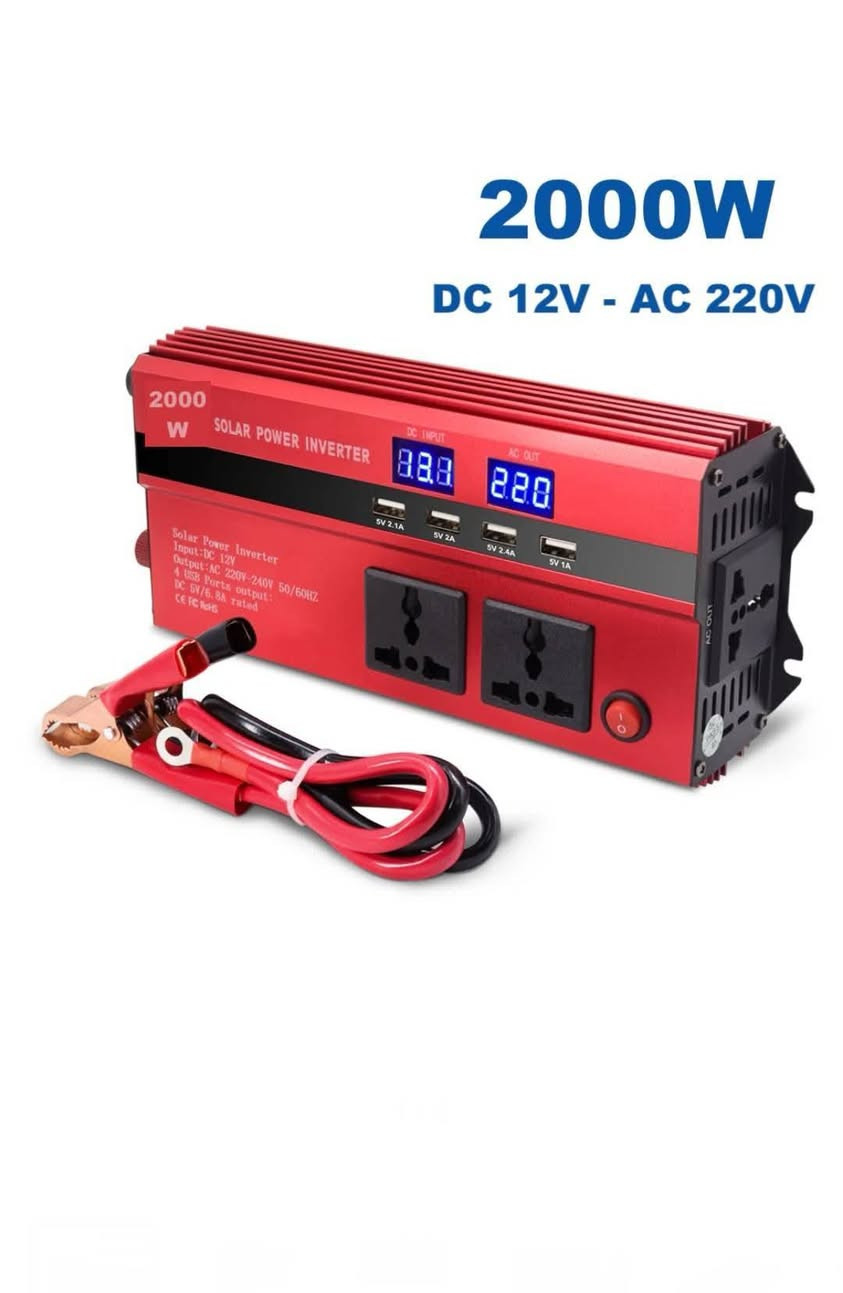 از هو محول طاقة (Inverter) بقدرة 2000 واط.
الوظيفة: يحول الطاقة من تيار مستمر 12 فولت (بطارية) إلى تيار متردد 220 فولت. 
الاستخدامات: يشغل الأجهزة الكهربائية المنزلية مثل التلفاز، الكمبيوتر المحمول، المراوح، والإضاءة.


**إذا كنت صاحب هذا الإعلان وتريد حذفه لأي سبب، رجاءا أرسل رسالة إلى الدعم الفني**