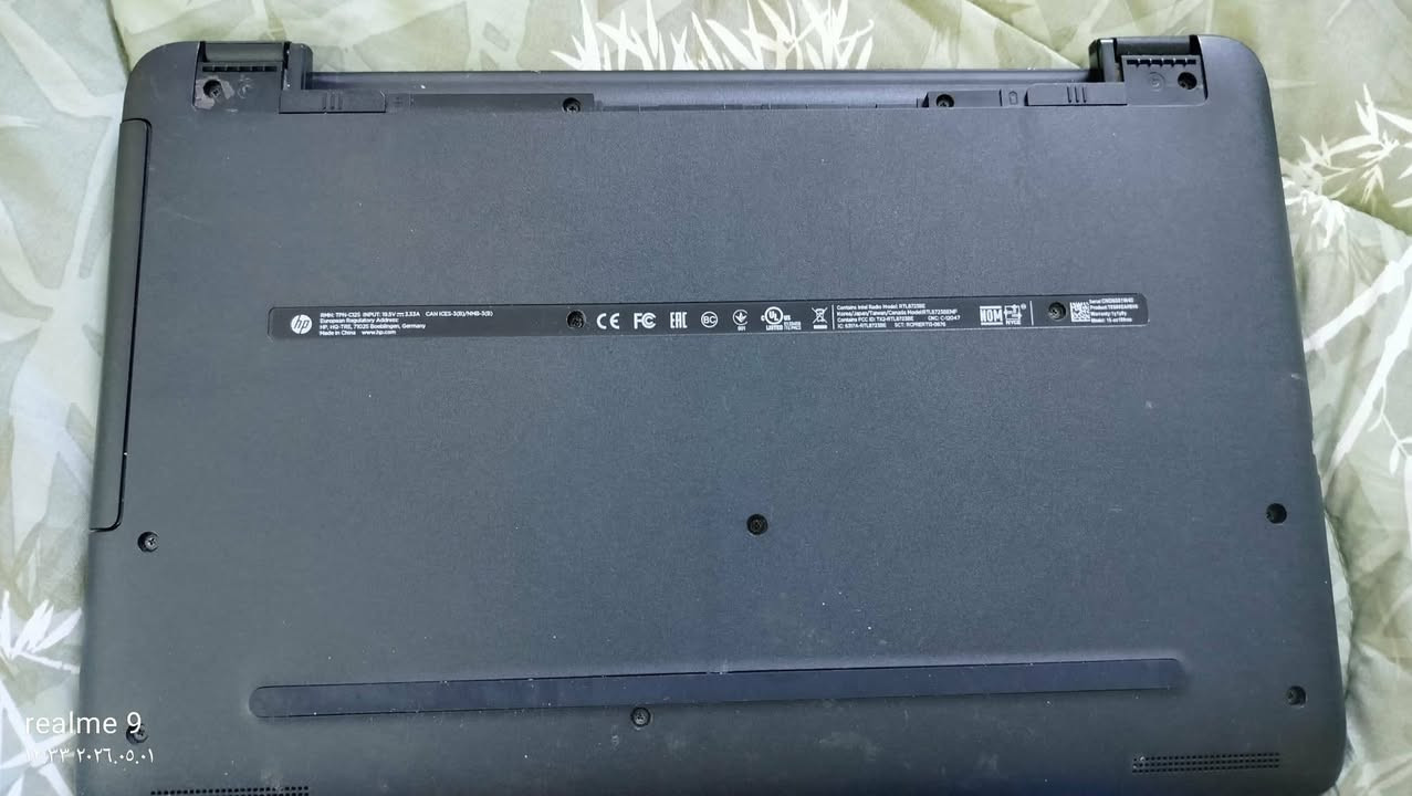 لابتوب hp مواصفات
اسم الجهاز hp notebook 15ac189nia
معالج i5-6200u جيل سادس
رام 8كيكا (4+4)
بدون هارد
كارت شاشة داخلي intel 
كارت شاشة خارجي 2 كيكا amd 
شاشة حجم 15.6 hd
نظام وندوز 10 
بطارية الجهاز جديدة 
السعر 120 وبي مجال 
رقمي ***********ما ويا شاحنه

