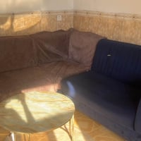 طقم قنفات • فضي • ميز زجاج
