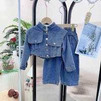 طقم بناتي جينز • مقاس ٢-٨ سنين • بابل الحصوه