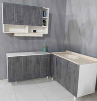 كاونتر خشب تركي HDF • هيكل MDF • حوض ٨٢سم مرمرة