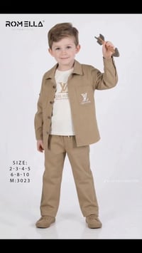 طقم ٣ قطع • كتان • لولد ٢-٥