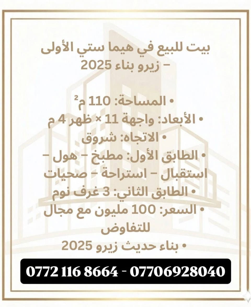 مكتب النورين للبناء والاستثمار العقاري
أرقام للتواصل: ***********-***********
