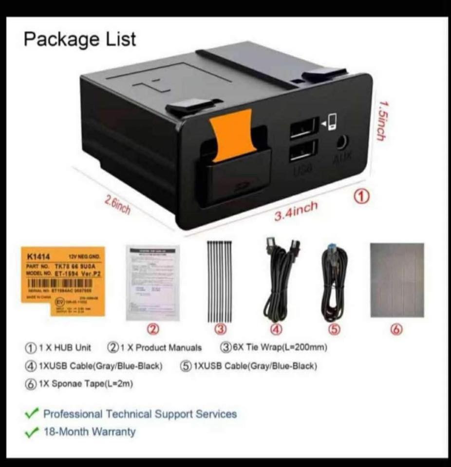 وحدة محور وسائط USB (USB Media Hub) مخصصة لترقية سيارات مازدا (Mazda) لتدعم أنظمة Apple CarPlay و Android Auto. 

السيارات التالية:
يارس IA 2016-2020
مازدا 2: (موديلات 2014 - 2020).
مازدا 3: (موديلات 2013 - 2018).
مازدا 6: (موديلات 2015 - 2020).
مازدا CX-3: (موديلات 2014 - 2020).
مازدا CX-5: (موديلات 2013 - 2020).
مازدا CX-9: (موديلات 2016 - 2020).

السعر 40,000 
يتوفر توصيل

***********
