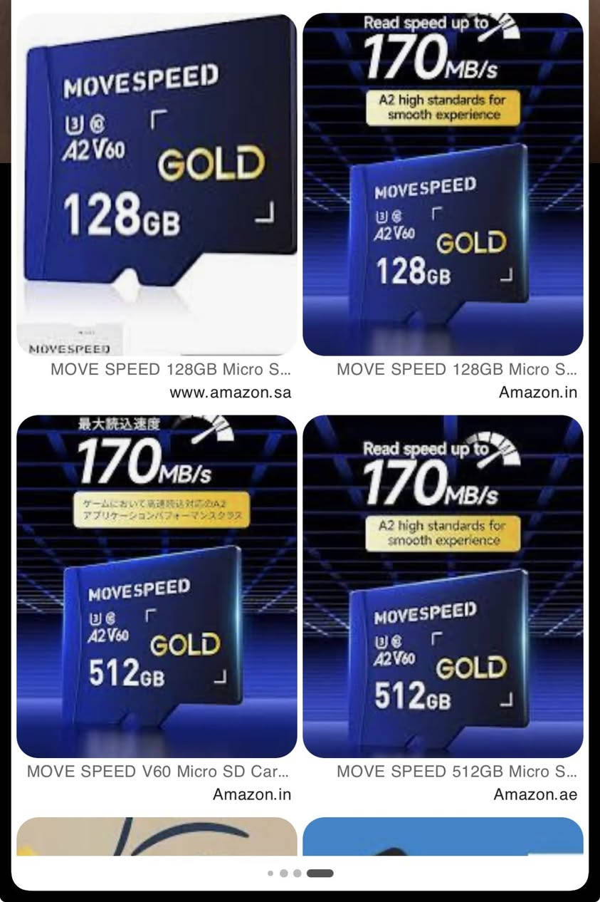 السلام عليكم
توفر ميموري مستخدم قليل

🔥 العملاق الصغير.. ذاكرة MOVESPEED GOLD سعة 1 تيرابايت! 🚀
إذا كنت تبحث عن الأداء الأقصى والمساحة التي لا تنتهي، فهذه البطاقة هي خيارك الأول. ليست مجرد ذاكرة عادية، بل هي محرك أداء متكامل لجهازك!
✨ لماذا تختار MOVESPEED GOLD؟
• 📦 مساحة خرافية (1TB): انسَ رسالة "الذاكرة ممتلئة". سعة ضخمة تكفي لآلاف الصور عالية الدقة وساعات طويلة من الفيديو بصيغة 4K و 8K.
• ⚡ سرعة V60 الاحترافية: مثالية للمصورين وصناع المحتوى، تدعم تصوير الفيديو السينمائي دون أي تقطيع أو تأخير (Drop Frames).
• 🎮 أداء تطبيقات A2: بفضل تصنيف A2، تمنحك سرعة تشغيل تطبيقات وألعاب خيالية مباشرة من الذاكرة، مما يجعلها الخيار الأفضل لجهاز Steam Deck، Nintendo Switch، أو هواتف الأندرويد القوية.
• 🎬 تصنيف U3 و Class 10: يضمن لك استقراراً تاماً في نقل البيانات بسرعات كتابة فائقة.
• 💎 إصدار الـ GOLD: صُممت لتتحمل الظروف الشاقة مع الحفاظ على أمان بياناتك وأعلى معايير الجودة.
💡 مثالية لـ:
✅ كاميرات الدرون (Drones) والأكشن (GoPro).
✅ التصوير الفوتوغرافي الاحترافى (DSLR).
✅ منصات الألعاب المحمولة.
✅ صناع المحتوى على اليوتيوب وتيك توك.
باختصار: القوة، السرعة، والمساحة.. كلها في قطعة واحدة! 🌟


**إذا كنت صاحب هذا الإعلان وتريد حذفه لأي سبب، رجاءا أرسل رسالة إلى الدعم الفني**