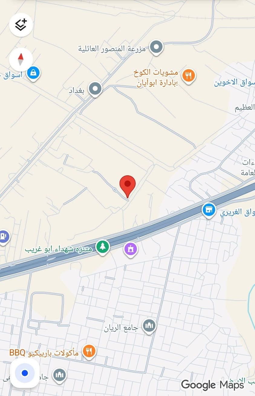 السلام عليكم ورحمة الله وبركاته
قطعتين متجاورت مساحة كل واحدة 180 متر زراعي خلف معمل البلوك مباشرة المجاور لجوهرة العدنان مقابل حي الشهداء
في أبي غريب
قريبة جدا على السريع ومؤشرة بالخريطة
سعر الواحدة 15 
للأستفسار خاص او ***********
ملاحظة : انا صاحب العقار
المكان على كوكل https://goo.gl/maps/dcfgoePjzPe3UuM3A
