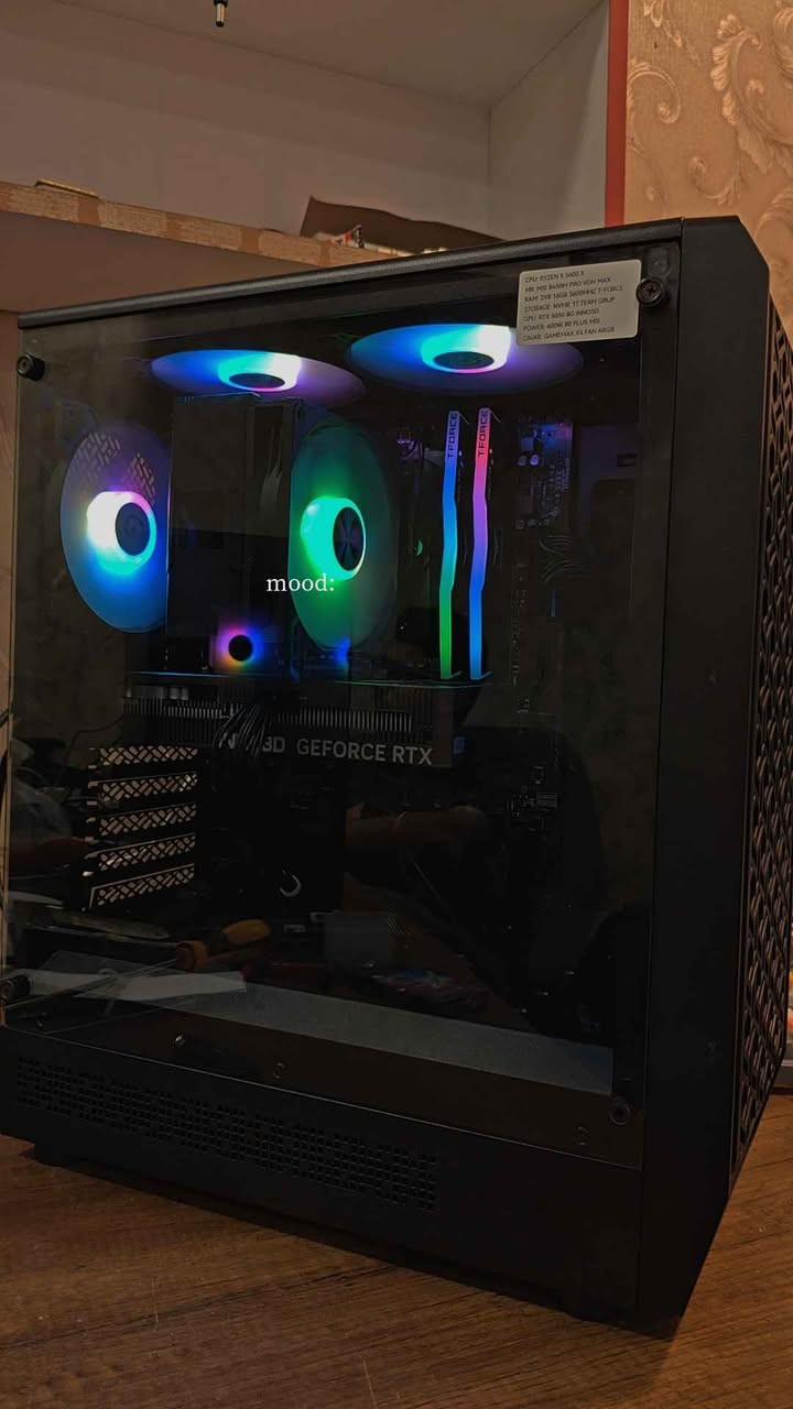 CPU: RYZEN 5 5600X
MB: MSI B450M PRO VDH MAX
RAM: 2X8 16GB 3600MHZ T-FORCE
COOLER: REDRAGON CC-1013 DEGRAL
STORAGE: NVME 1T TEAM GRUP
GPU: RTX 5050 8G INNO3D
POWER: 600W 80 PLUS MSI
CAVAR: GAMEMAX X4 FAN ARGB
PRICE: 740$ أربيل, العراق


**إذا كنت صاحب هذا الإعلان وتريد حذفه لأي سبب، رجاءا أرسل رسالة إلى الدعم الفني**