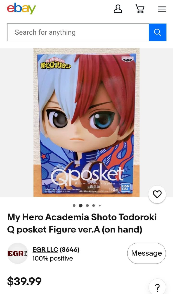 مجسم شخصية شوتو تودوروكي من سلسلة "أكاديميتي للأبطال" (My Hero Academia)
 وهي مجسم صغير من سلسلة Q Posket تنتجه شركة بانبريستو.المجسم مصنوع من مادة PVC ويبلغ طوله حوالي 14 سم.يتميز بتفاصيل دقيقة، بما في ذلك الشعر ثنائي اللون (الأبيض والأحمر) والزي الأزرق الخاص به.


**إذا كنت صاحب هذا الإعلان وتريد حذفه لأي سبب، رجاءا أرسل رسالة إلى الدعم الفني**
