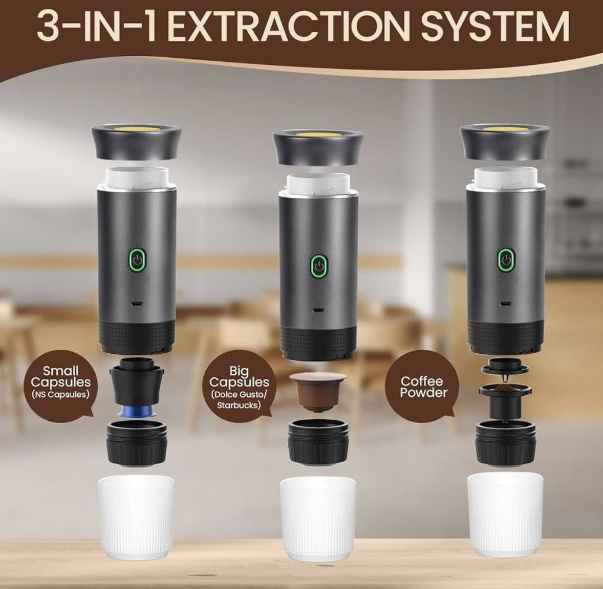 ⸻

🔥 عرض مميز للبيع – ماكينة قهوة محمولة 3×1 🔥

استمتع بألذ قهوة وين ما تكون ☕✨
ماكينة قهوة محمولة تدعم الكبسولات + القهوة المطحونة

✔️ تصميم أنيق وصغير الحجم
✔️ تعمل بشحن USB
✔️ سهلة الاستخدام والتنظيف
✔️ مناسبة للسفر، السيارة، العم


**إذا كنت صاحب هذا الإعلان وتريد حذفه لأي سبب، رجاءا أرسل رسالة إلى الدعم الفني**