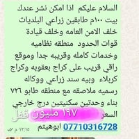 بيت طابقين زراعي ١٠٠م خلف الأمن العامه قريب على اعدادية الجزيره الواجه...