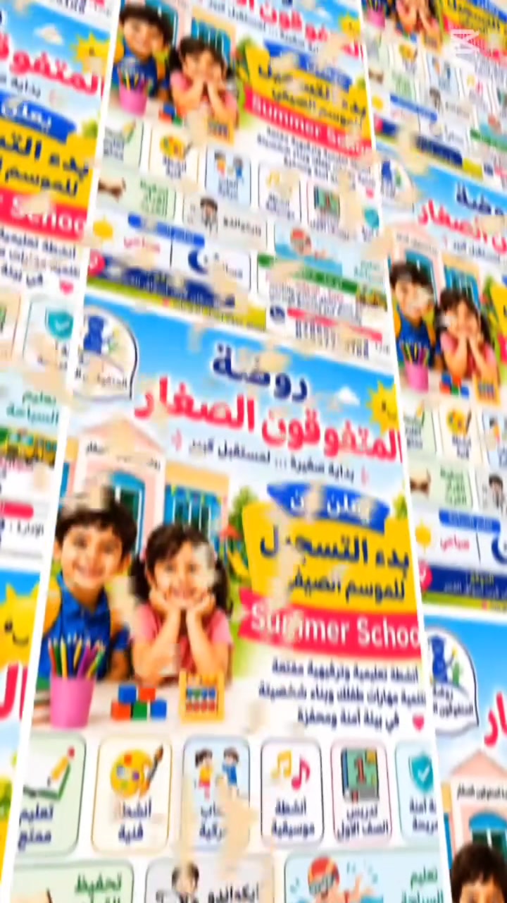 🌞✨ إعلان الموسم الصيفي في روضة المتفوقون الصغار ✨🌞
📢 يسرّ روضة المتفوقون الصغار أن تعلن عن
🎨 بدء التسجيل للموسم الصيفي Summer School 🎨
🌈 أجواء تعليمية وترفيهية ممتعة
📚 تقوية دراسية وتمهيد للصف الأول
🎵 أنشطة موسيقية وفنية وحركية
🏊‍♂️ تعليم السباحة صباحي ومسائي
🥋 تايكواندو وتحفيظ القرآن الكريم
🛡️ بيئة آمنة ومريحة لأطفالكم
🚍 تتوفر خطوط نقل لجميع مناطق الرمادي: 📍 الجويبة
📍 الحامضية
📍 السجارية
📍 الصوفية
📍 التأميم والخمسة كيلو والمجمع الهندسي
📌 الموقع: الرمادي – الإسكان قرب أسواق الفجر
📞 للاستفسار والتسجيل: ***********
***********
🌟 سارعوا بالتسجيل فالمقاعد محدودة
✨ روضة المتفوقون الصغار… بداية صغيرة لمستقبل كبير ✨#أطفال_الروضة #اعلان #يعلن #تعليم_مبكر #مرحلة_جديدة
