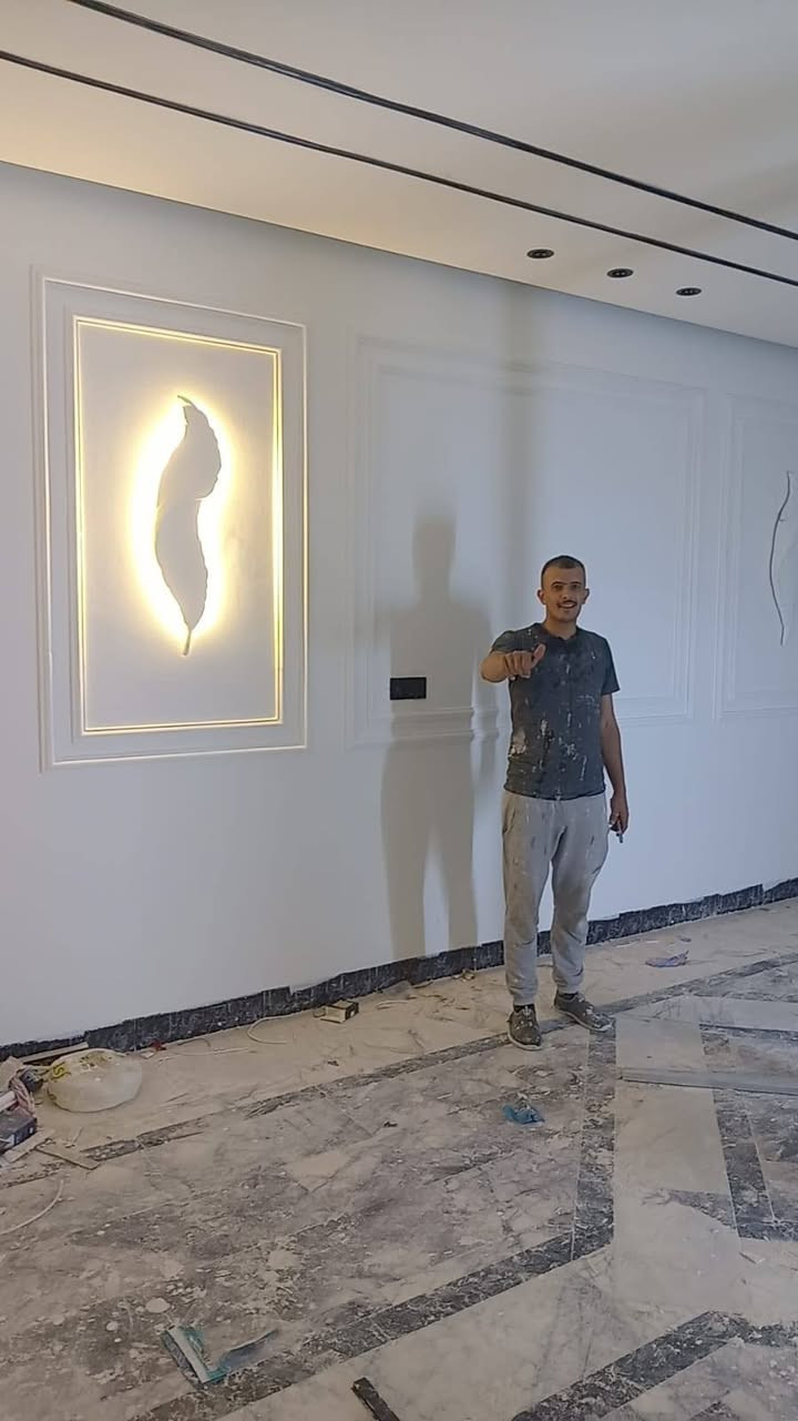 ديكورات داخليه جبس بورد وبروفايل اناره مخفيه ولوحات نقوش مغربيه صبغ هاتف ***********

