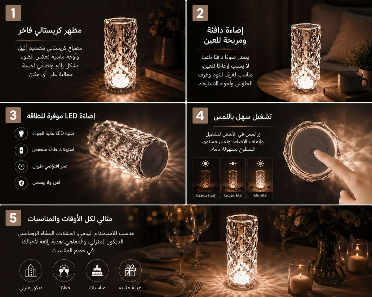 ضوء كريستال ملون صغير

الاستخدامات:

لمسة أنيقة لإنارة طاولة الطعام, المكتب أو غرفة النوم

الميزات:

زر تشغيل واطفاء عن طريق اللمس

وضعيات تشغيل مختلفة يمكن التحكم بها

زر لمس لتشغيل وتغير الالوان مع أكثر من 16 لون

ريموت كنترول للتحكم بالجهاز

ثلاث أضواء داخلية طويلة العمر

مدخل شحن تايب سي مع كيبل شحن

أبعاد الجهاز: القطر 9 سم  الارتفاع 13 سم

السعر 15 الف


**إذا كنت صاحب هذا الإعلان وتريد حذفه لأي سبب، رجاءا أرسل رسالة إلى الدعم الفني**